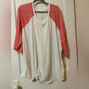 Torrid 4 Baseball Ragland Coral Shirt